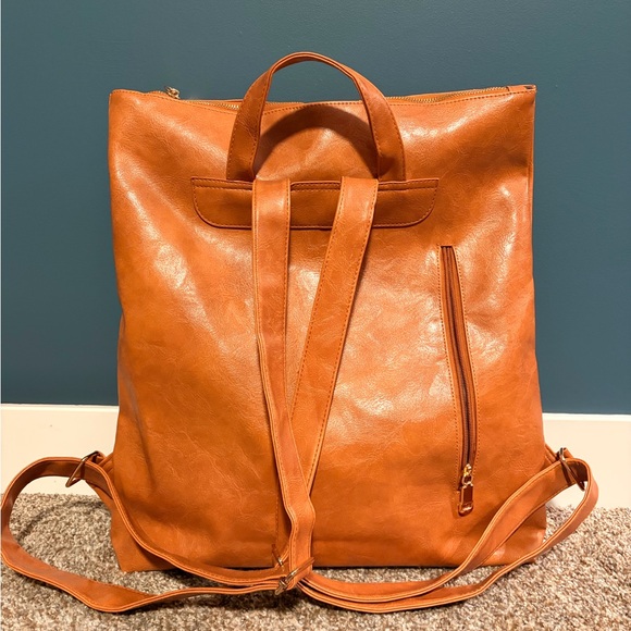 Elegant Tan Leather Backpack main image 13